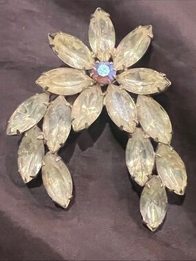 DeLizza & Elster , Aurora Marquise Crystal Floral Brooch